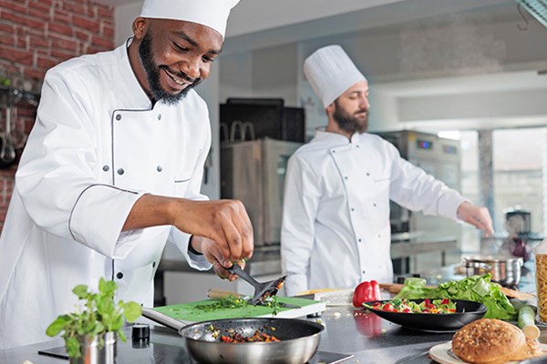 Culinary students preparing foods