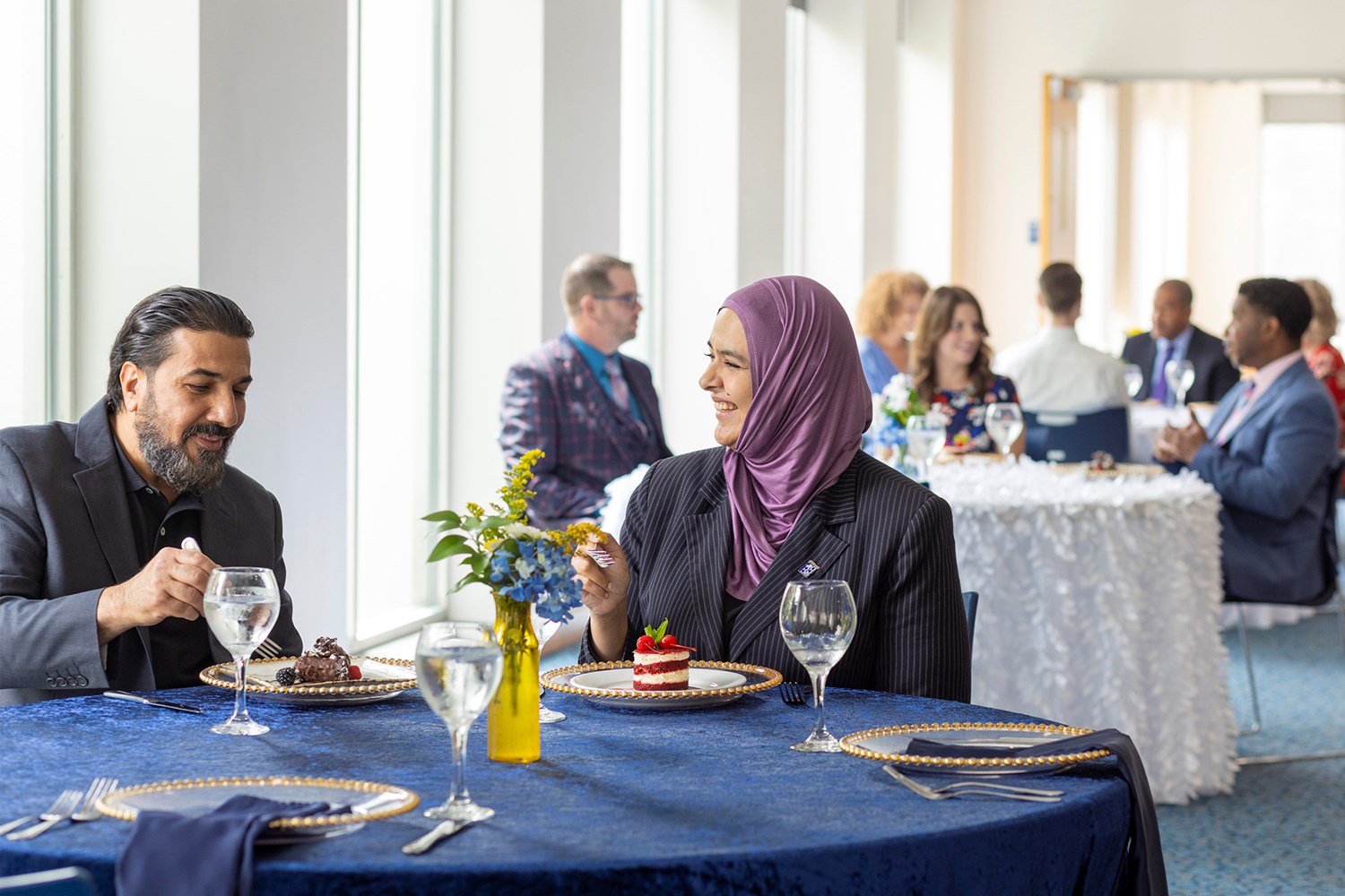 people dining in the banquet room