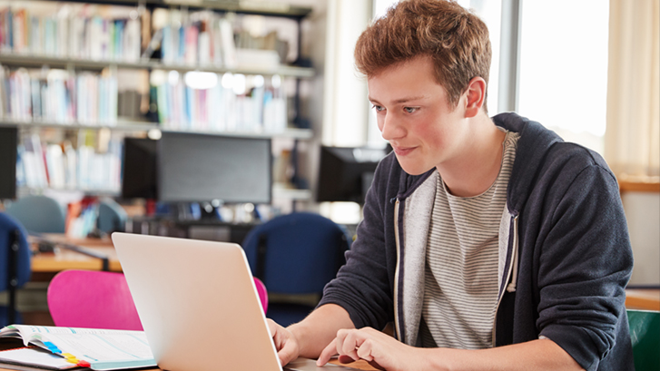 Student filling out an electronic form online 